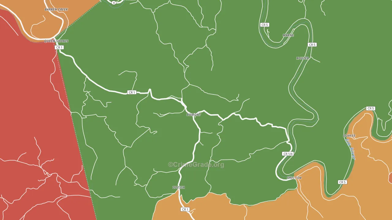 Bomont, WV Map of Drug-Related Crime Rates