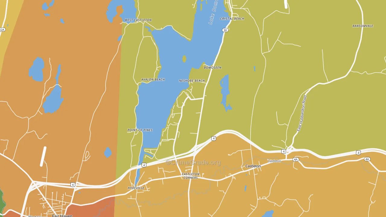 Bomoseen, VT Map of Drug-Related Crime Rates