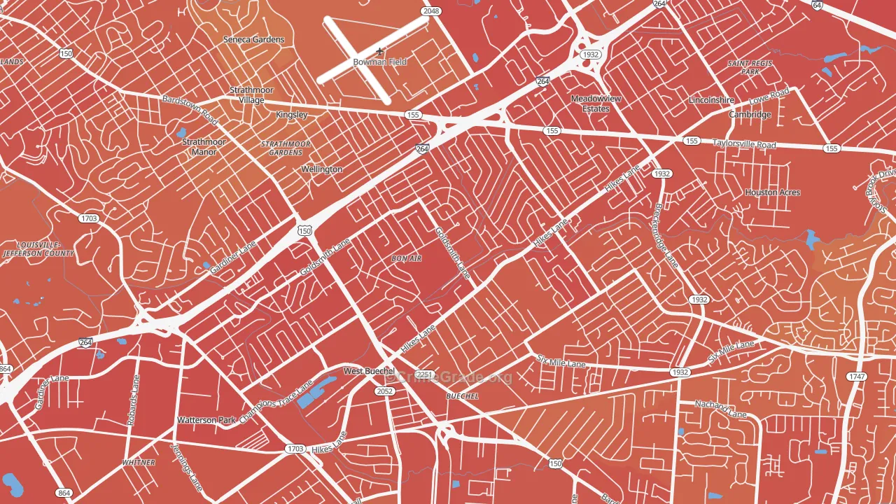 Bon Air, Louisville, KY Map of Drug-Related Crime Rates