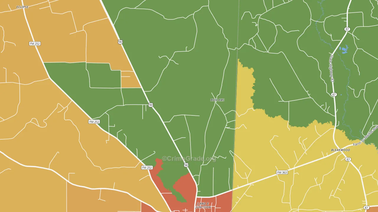 Bon Ami, TX Map of Drug-Related Crime Rates
