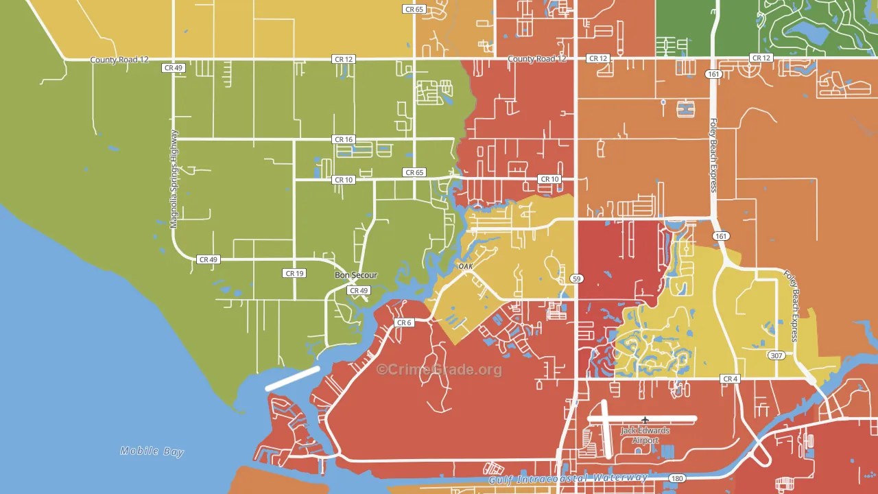 Bon Secour, AL Map of Drug-Related Crime Rates