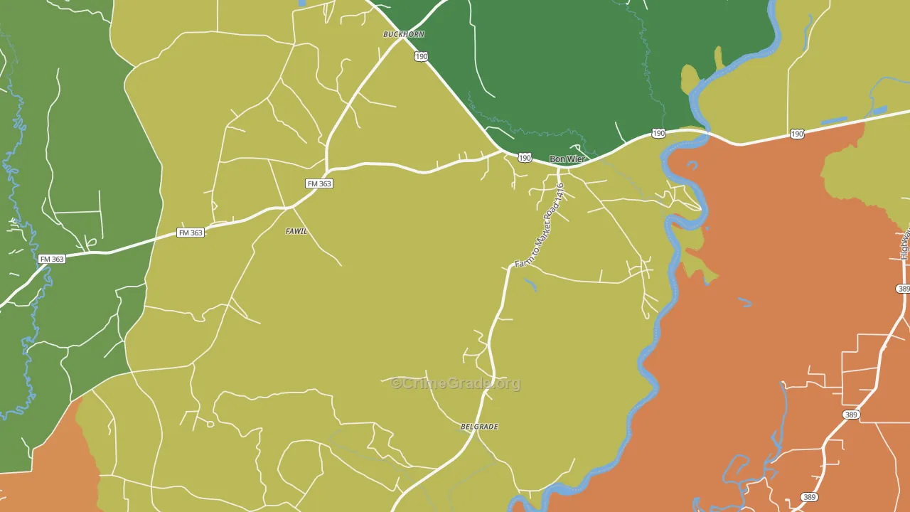 Bon Wier, TX Map of Drug-Related Crime Rates
