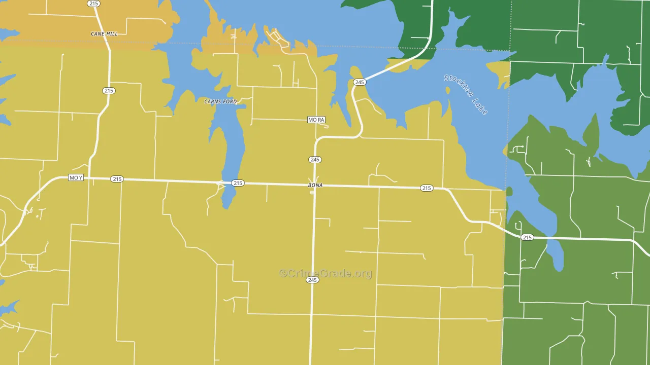Bona, MO Map of Drug-Related Crime Rates