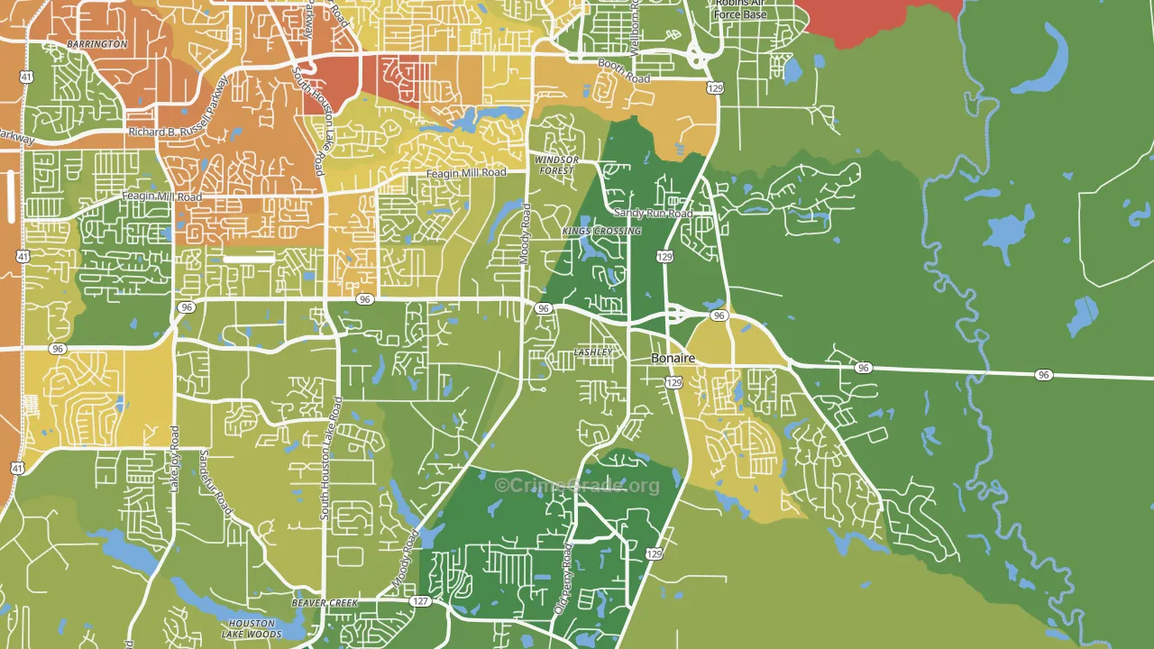 Bonaire, GA Map of Drug-Related Crime Rates