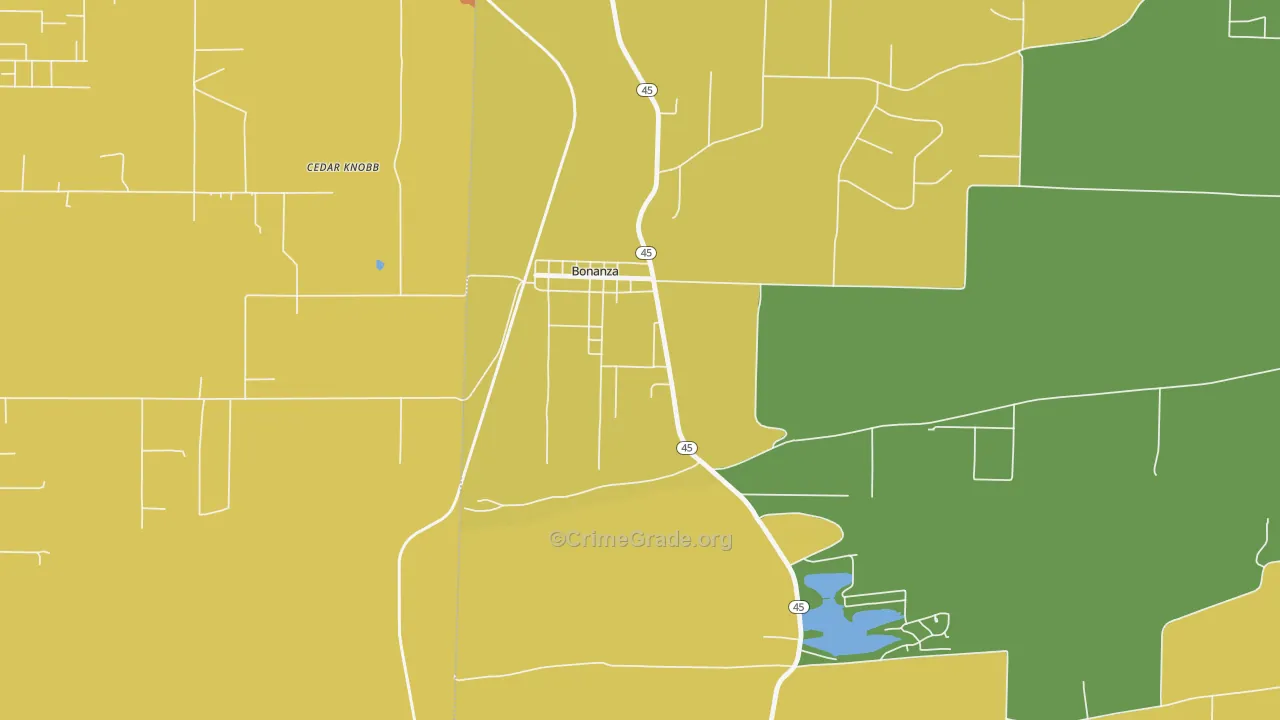 Bonanza, AR Map of Drug-Related Crime Rates
