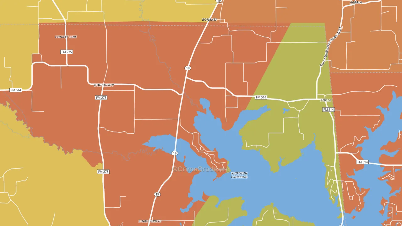 Bonanza, TX Map of Drug-Related Crime Rates