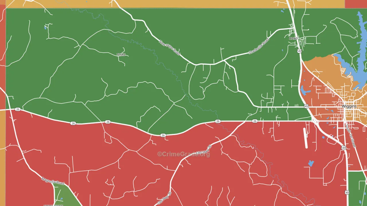 Bond, MS Map of Drug-Related Crime Rates