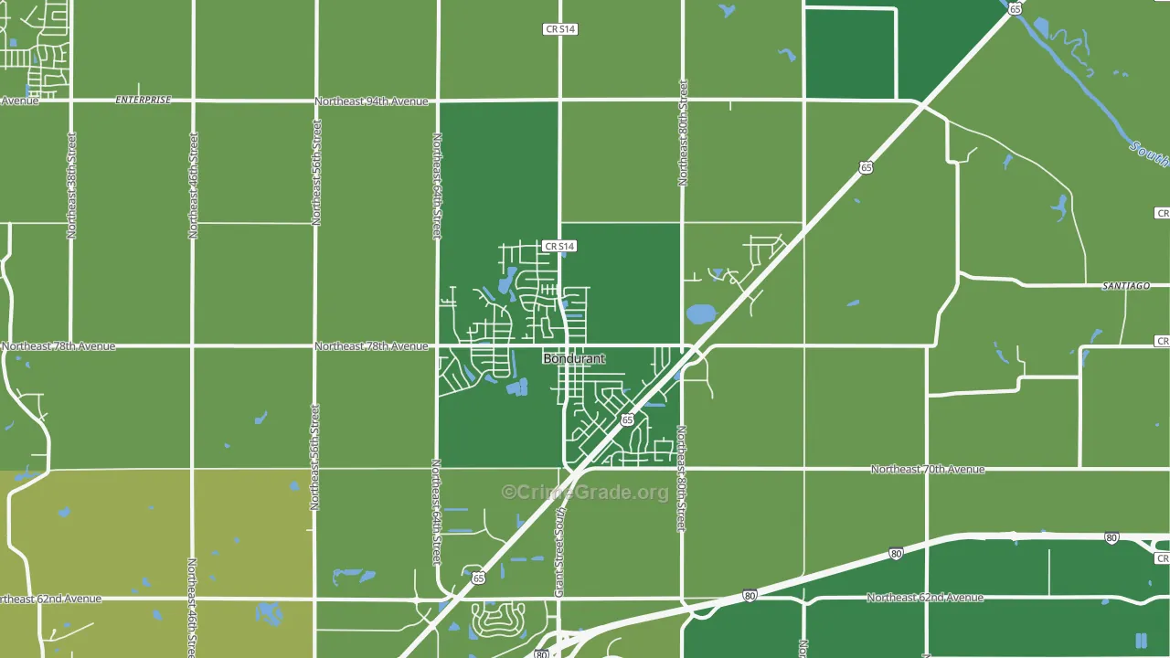 Bondurant, IA Map of Drug-Related Crime Rates