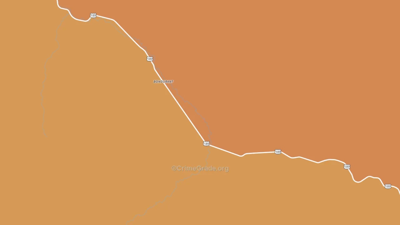 Bondurant, WY Map of Drug-Related Crime Rates