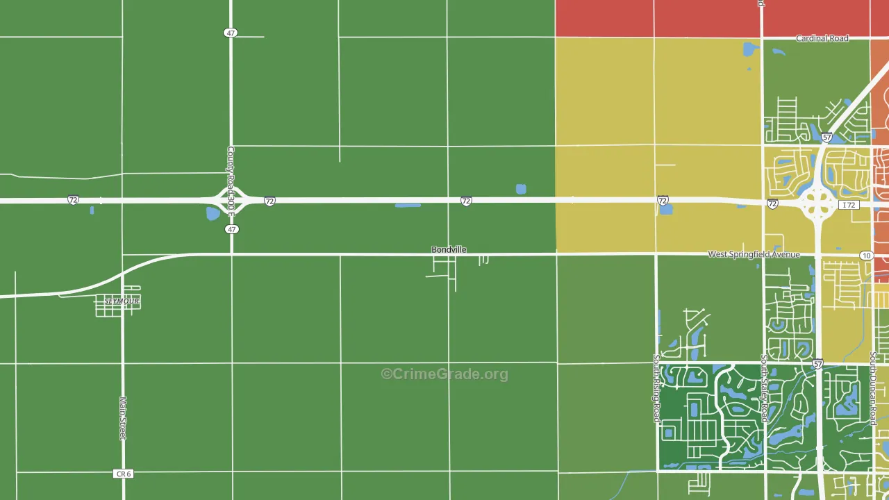 Bondville, IL Map of Drug-Related Crime Rates