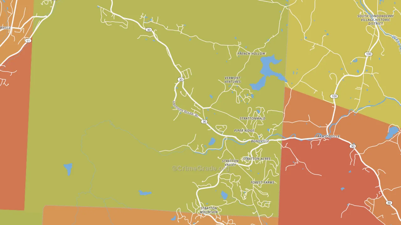Bondville, VT Map of Drug-Related Crime Rates