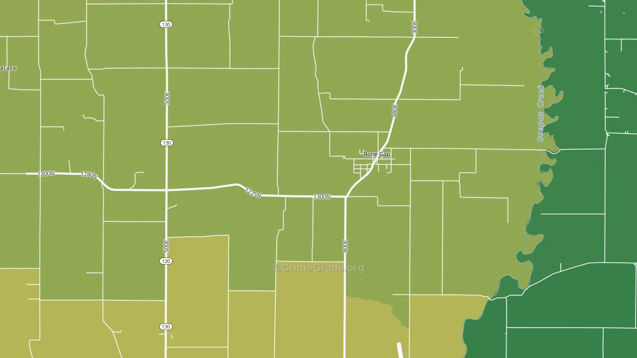 Bone Gap, IL Map of Drug-Related Crime Rates
