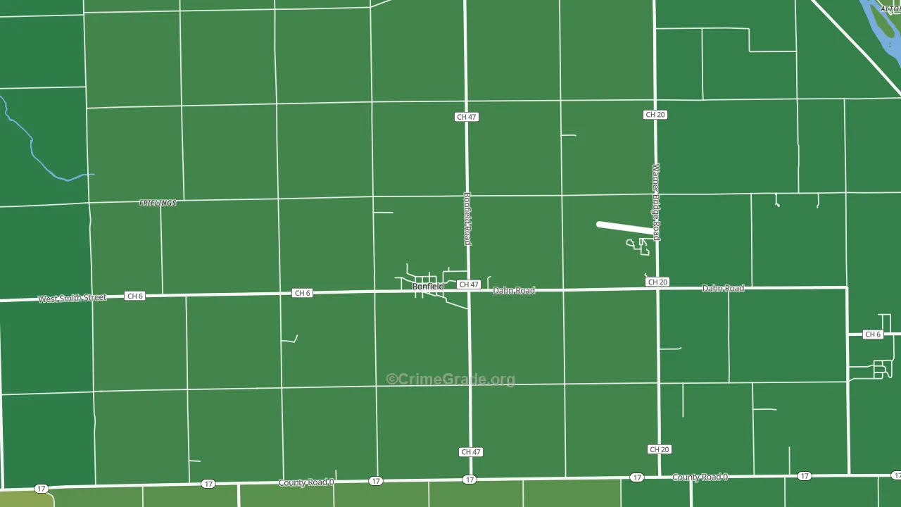 Bonfield, IL Map of Drug-Related Crime Rates