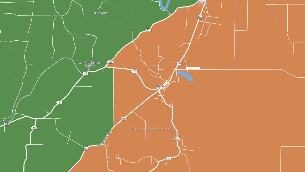 Bonita, LA Map of Drug-Related Crime Rates