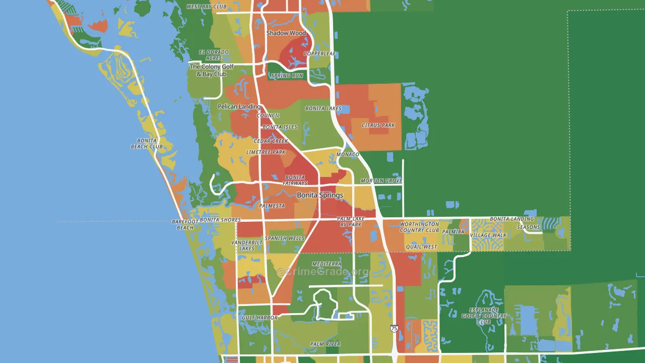Bonita Springs, FL Map of Drug-Related Crime Rates