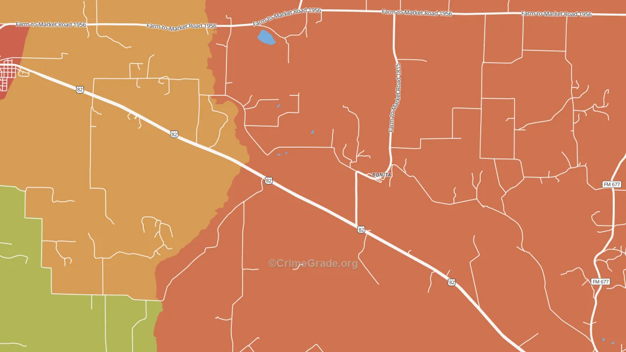 Bonita, TX Map of Drug-Related Crime Rates