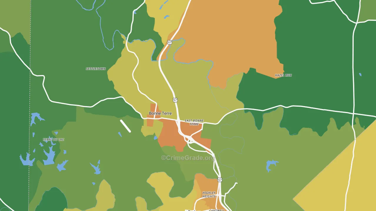 Bonne Terre, MO Map of Drug-Related Crime Rates