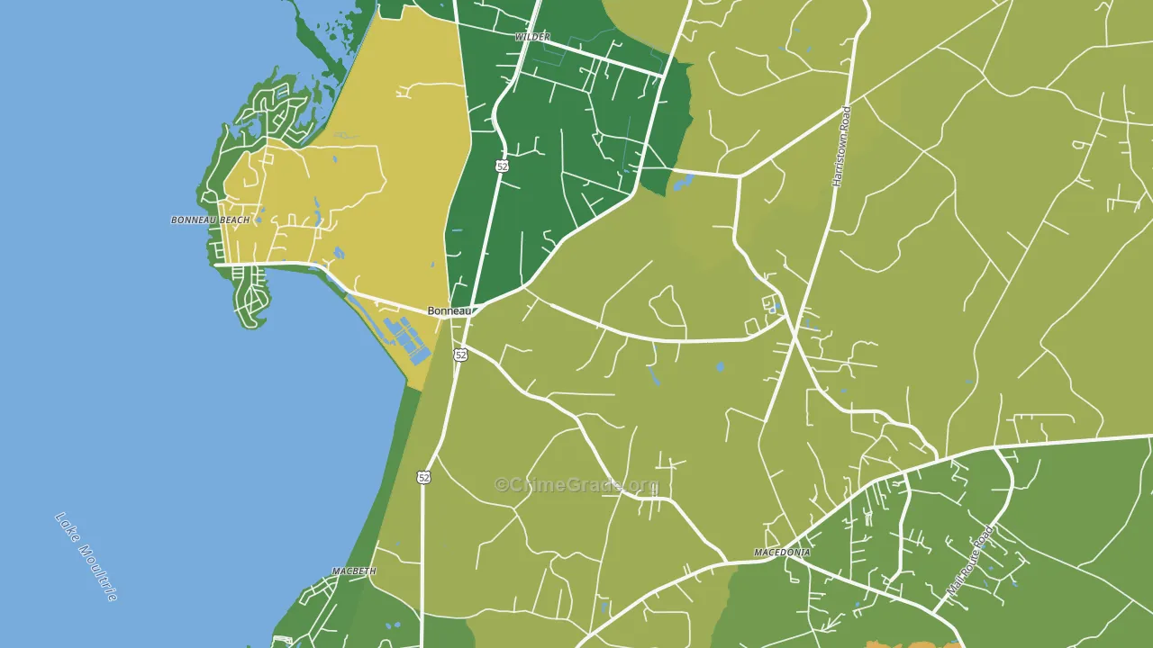 Bonneau, SC Map of Drug-Related Crime Rates