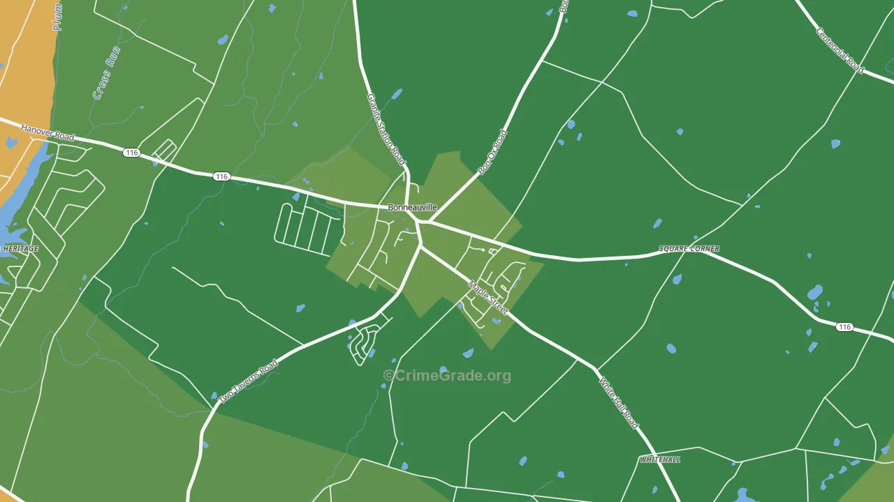 Bonneauville, PA Map of Drug-Related Crime Rates