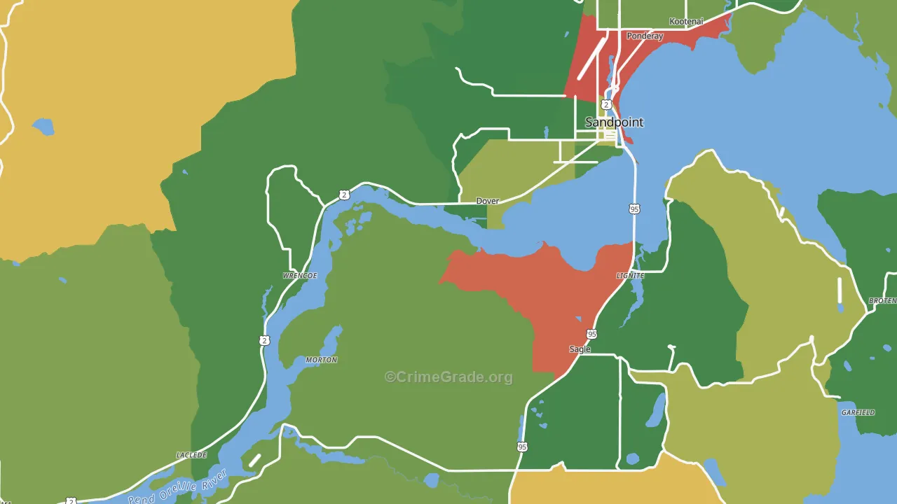 Bonner County, ID Map of Drug-Related Crime Rates