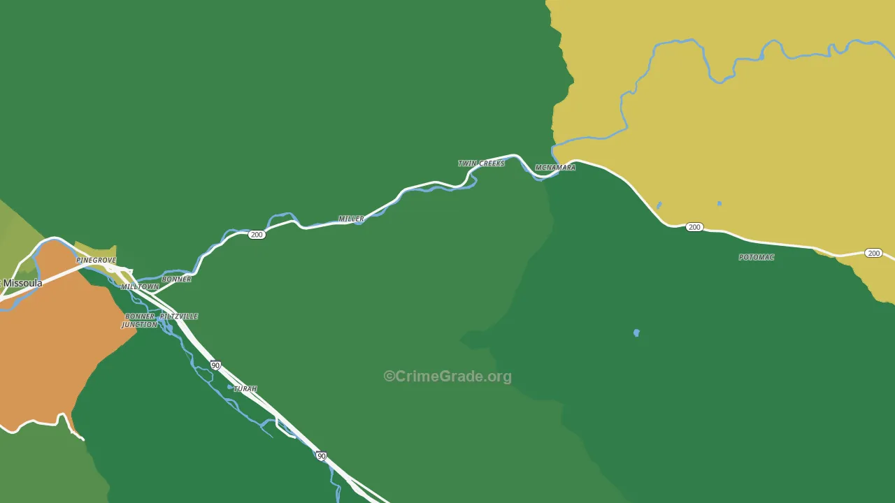 Bonner, MT Map of Drug-Related Crime Rates