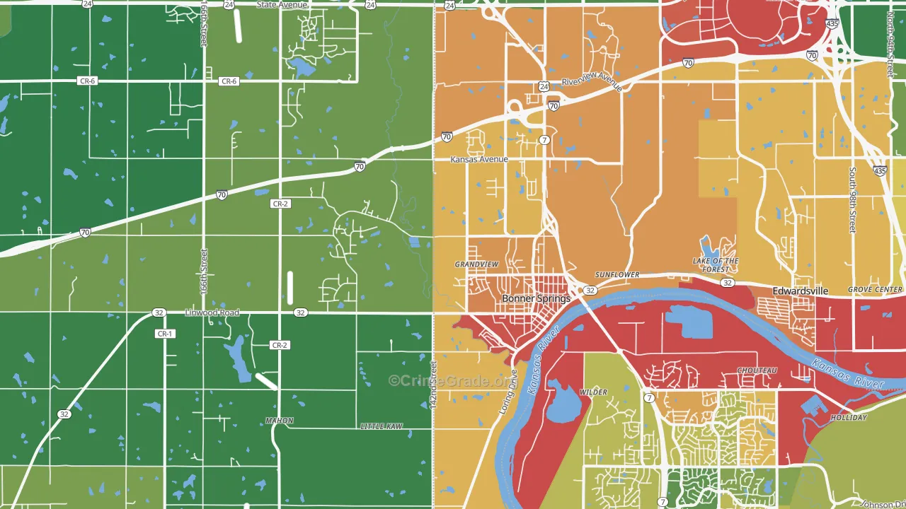 Bonner Springs, KS Map of Drug-Related Crime Rates