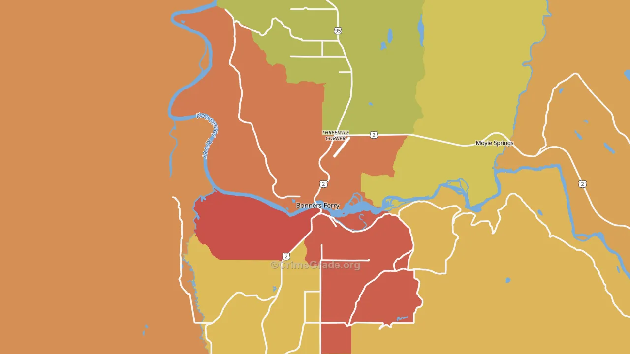 Bonners Ferry, ID Map of Drug-Related Crime Rates