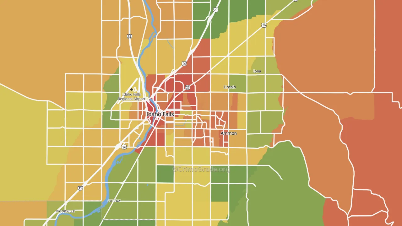 Bonneville County, ID Map of Drug-Related Crime Rates