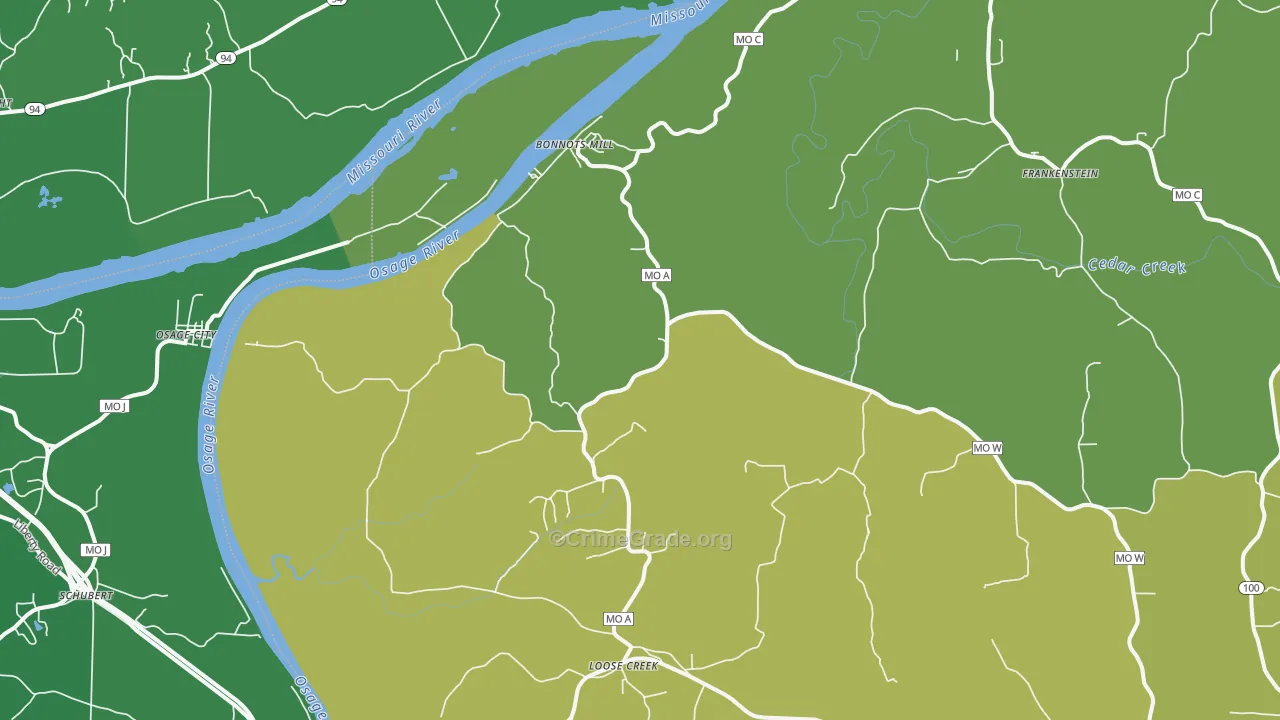 Bonnots Mill, MO Map of Drug-Related Crime Rates