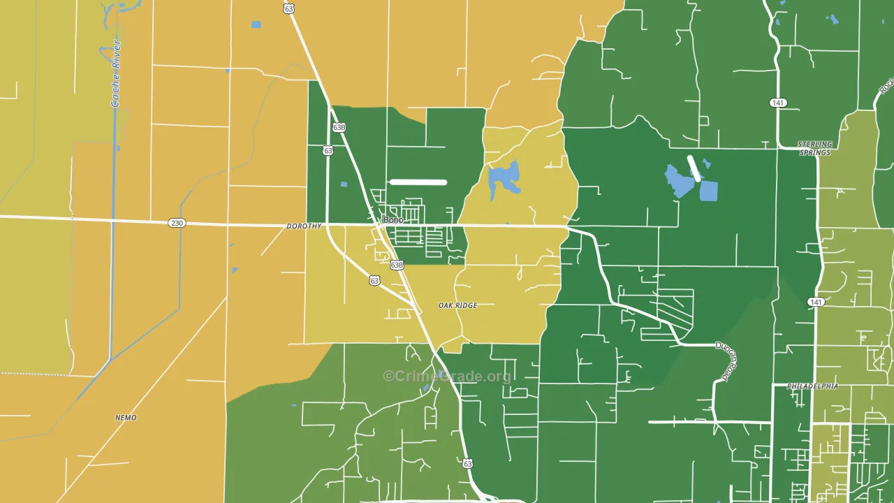 Bono, AR Map of Drug-Related Crime Rates