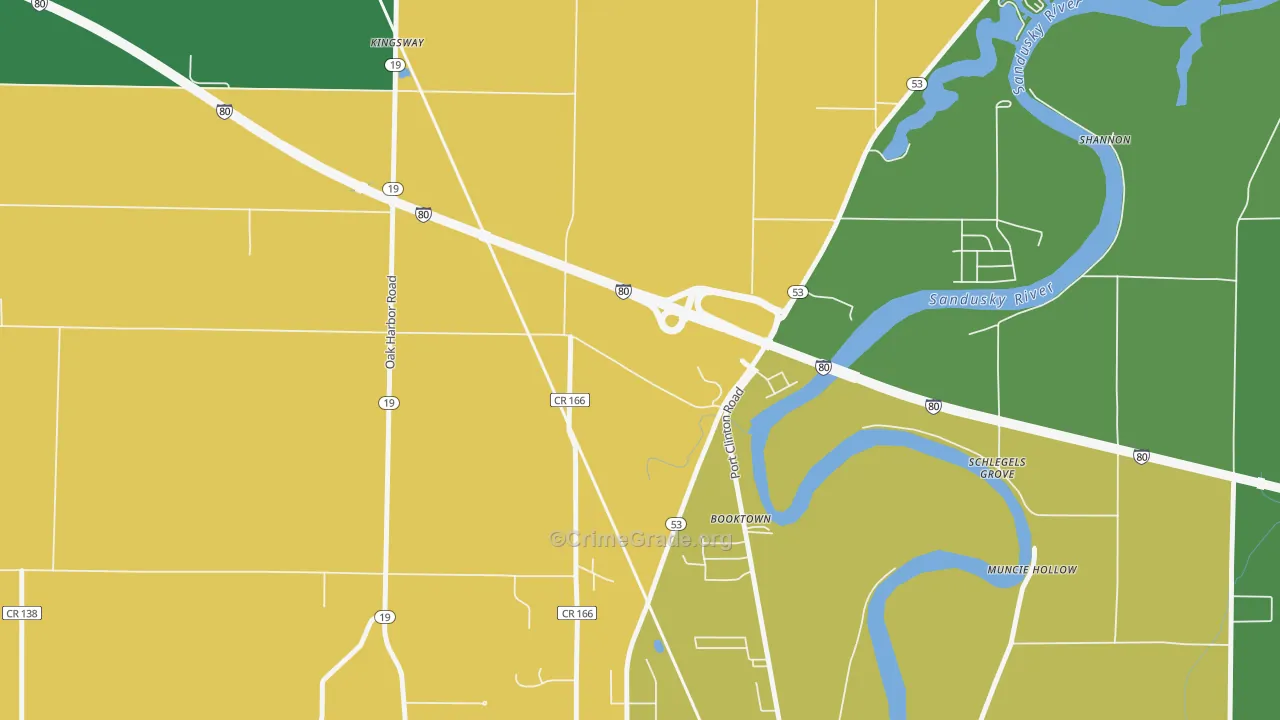 Booktown, OH Map of Drug-Related Crime Rates