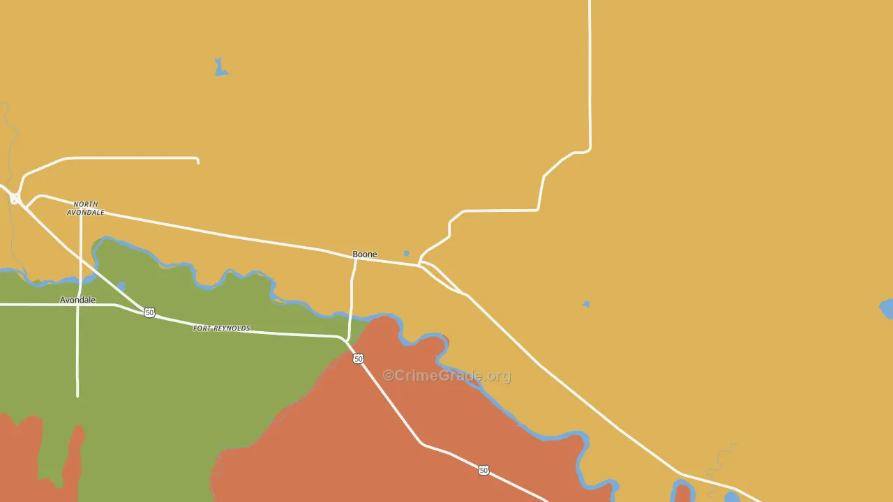 Boone, CO Map of Drug-Related Crime Rates