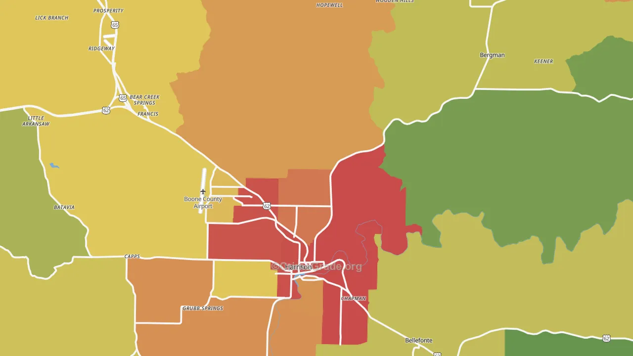 Boone County, AR Map of Drug-Related Crime Rates