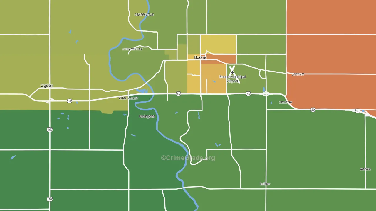 Boone County, IA Map of Drug-Related Crime Rates