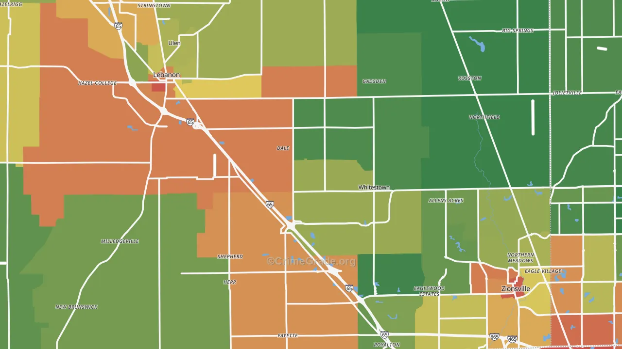 Boone County, IN Map of Drug-Related Crime Rates