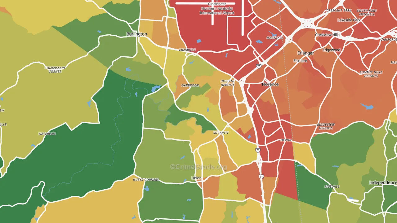 Boone County, KY Map of Drug-Related Crime Rates