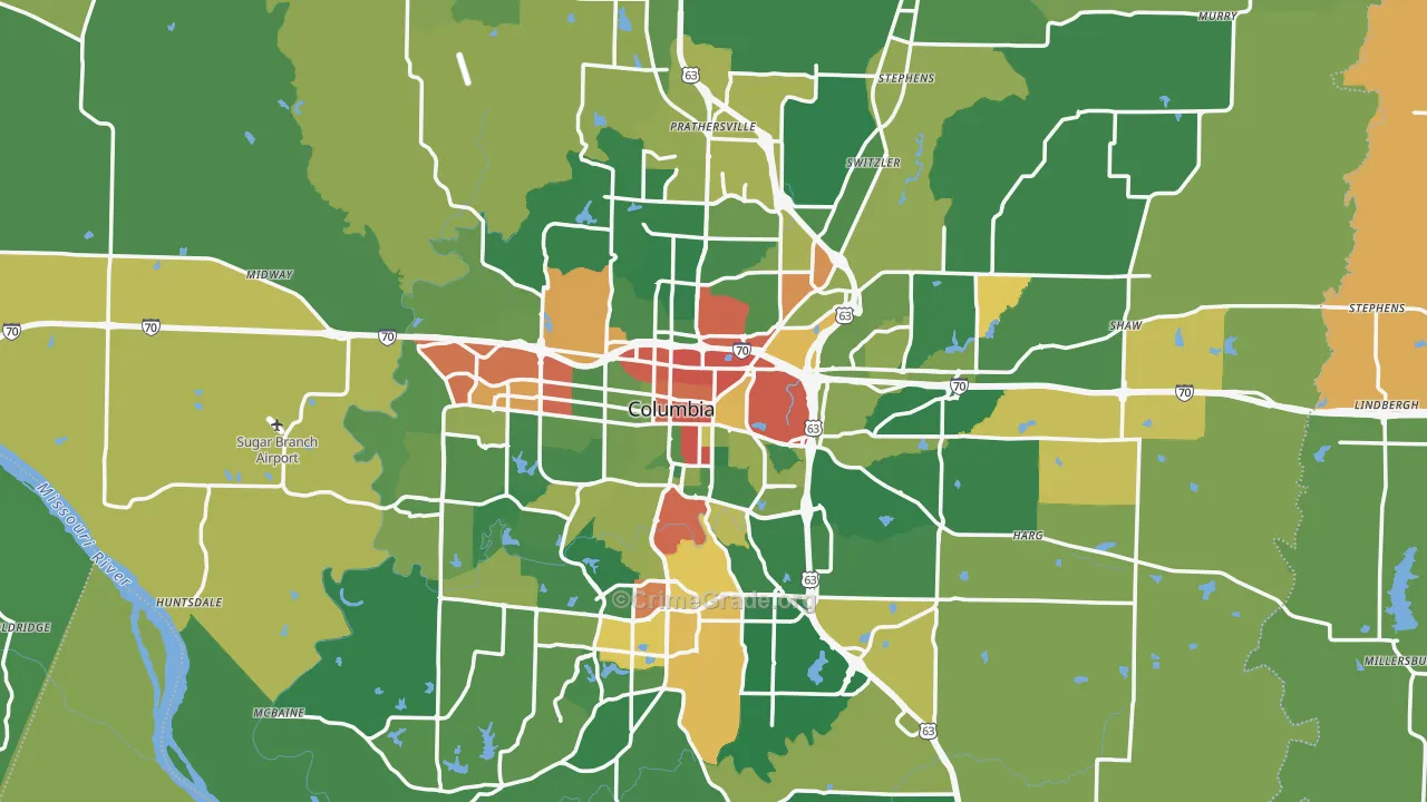 Boone County, MO Map of Drug-Related Crime Rates