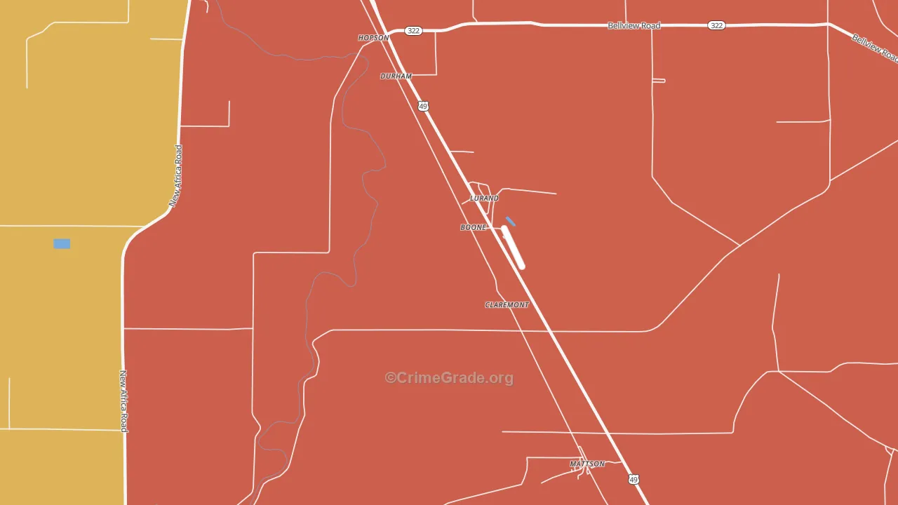 Boone, MS Map of Drug-Related Crime Rates