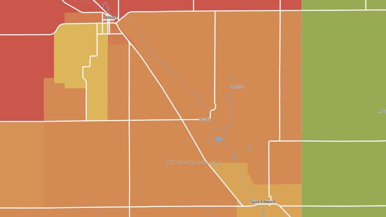 Boone, NE Map of Drug-Related Crime Rates