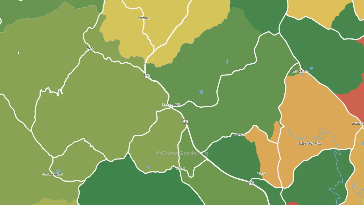 Boones Mill, VA Map of Drug-Related Crime Rates