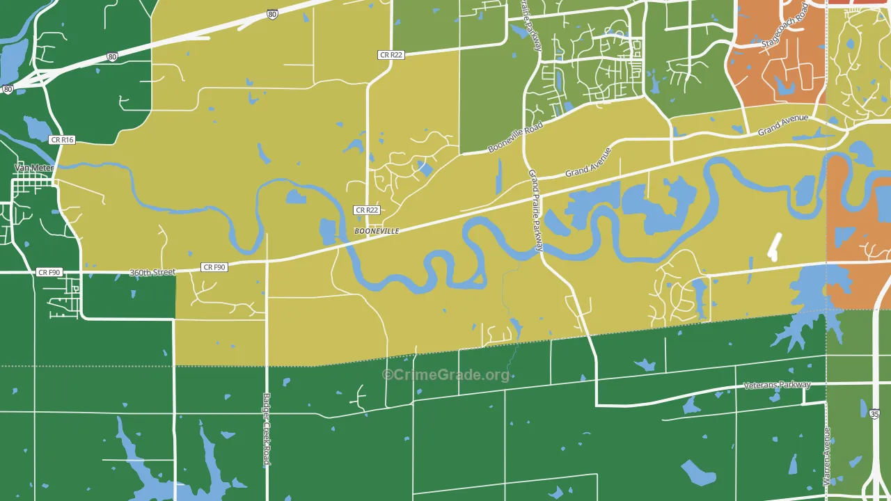 Booneville, IA Map of Drug-Related Crime Rates