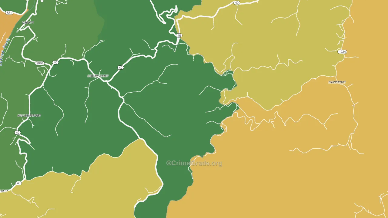 Boons Camp, KY Map of Drug-Related Crime Rates