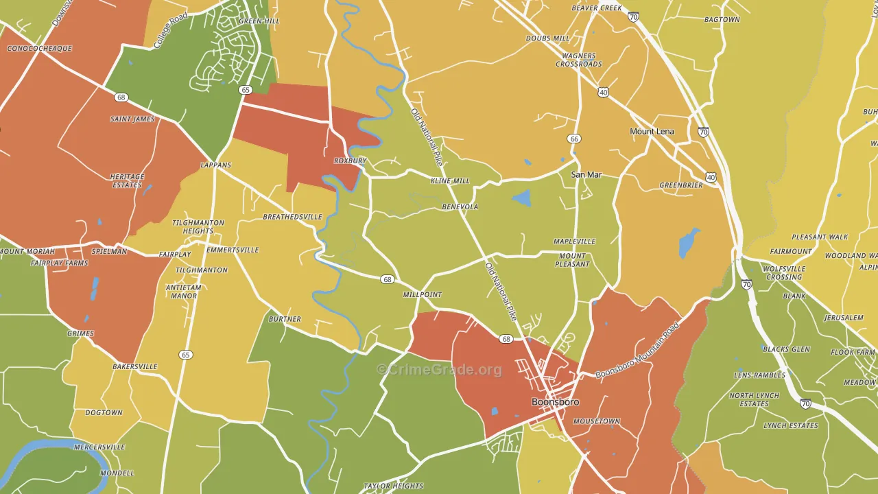Boonsboro, MD Map of Drug-Related Crime Rates