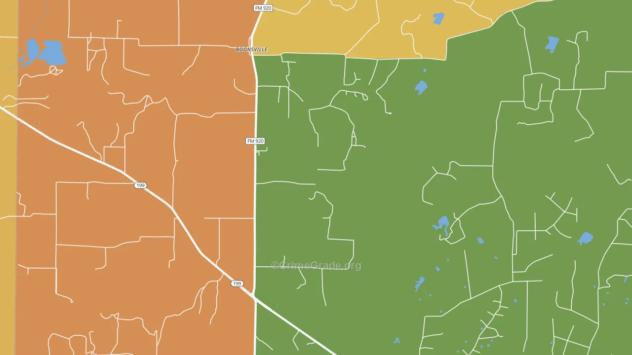 Boonsville, TX Map of Drug-Related Crime Rates