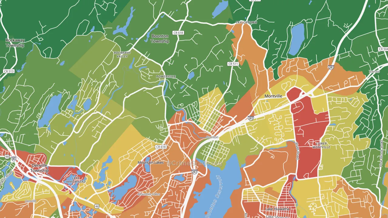 Boonton, NJ Map of Drug-Related Crime Rates