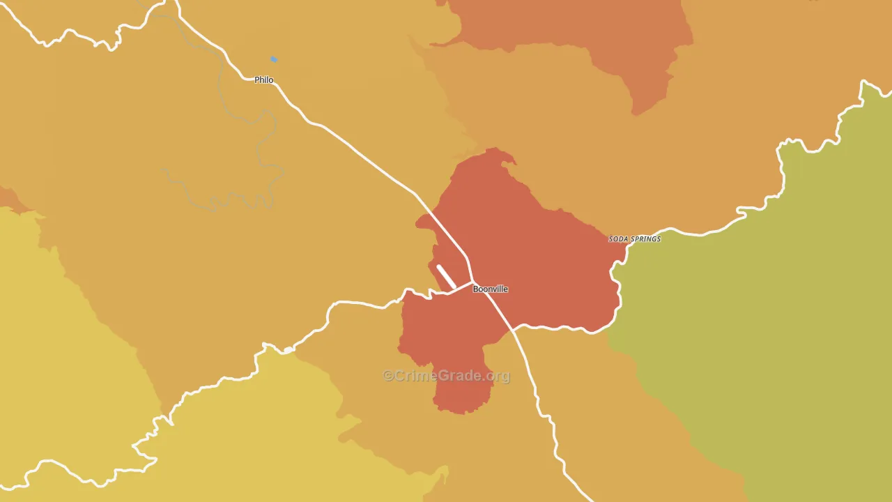 Boonville, CA Map of Drug-Related Crime Rates