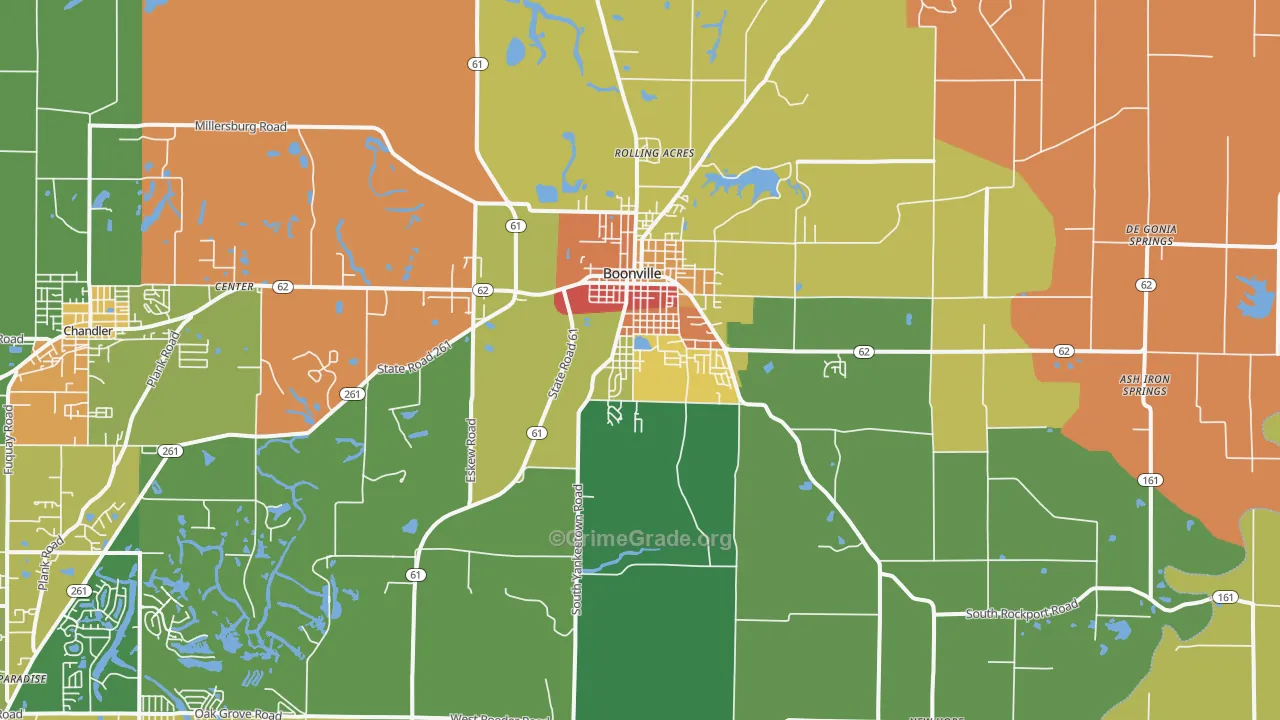 Boonville, IN Map of Drug-Related Crime Rates
