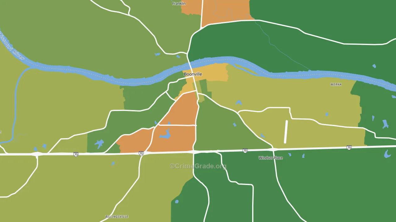 Boonville, MO Map of Drug-Related Crime Rates