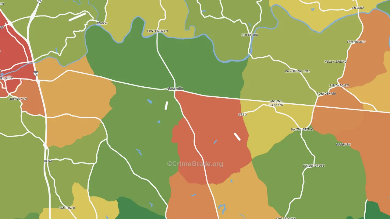 Boonville, NC Map of Drug-Related Crime Rates