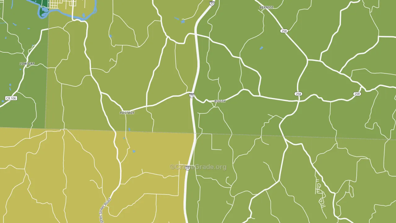 Booth, OH Map of Drug-Related Crime Rates